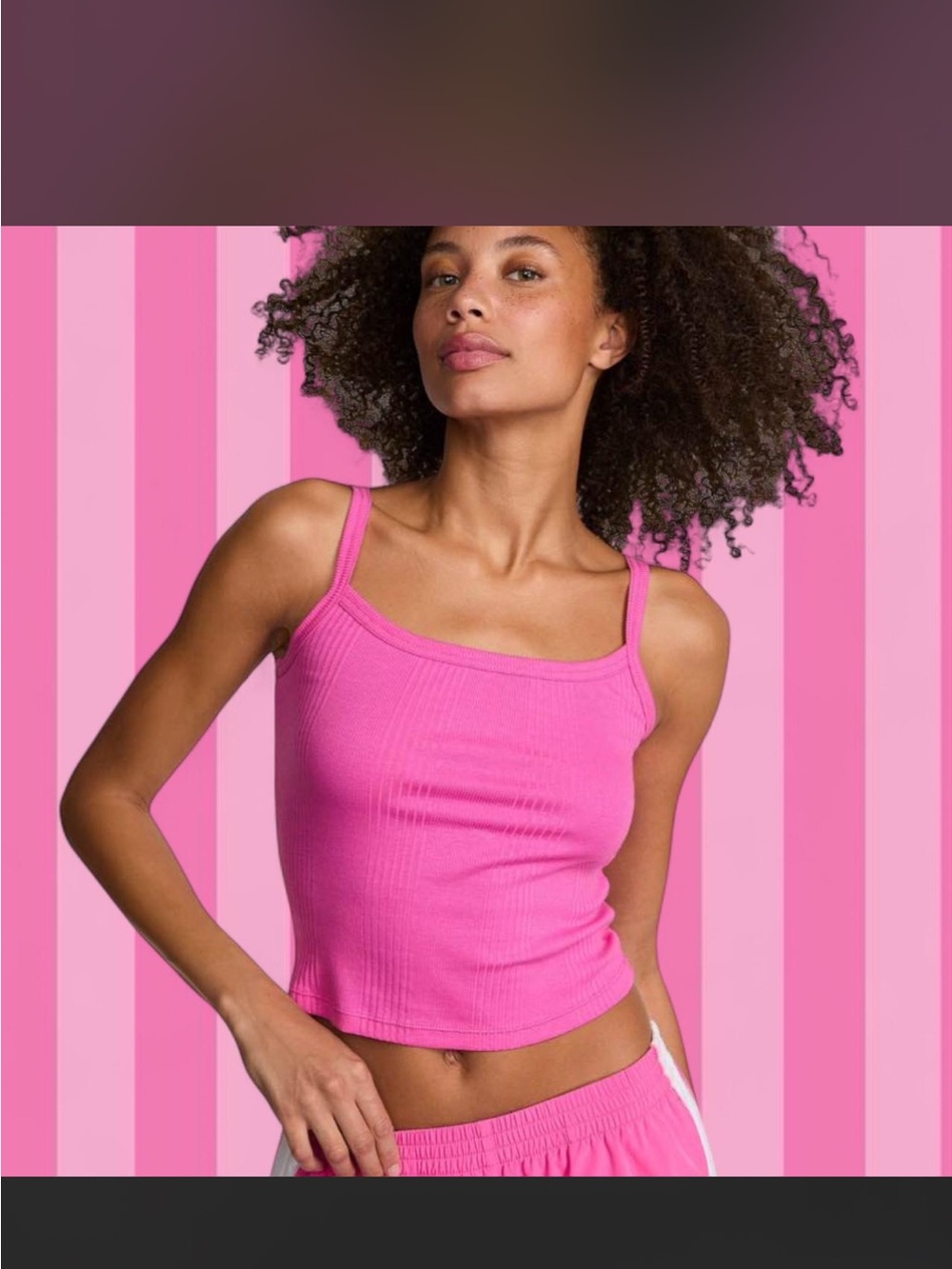 VS PINK Bright Pink Ribbed Tank Top